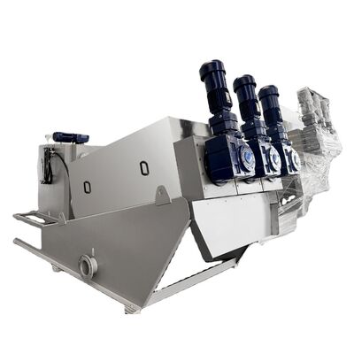 เครื่องรีดตะกอนสแตนเลส เครื่องบำบัดน้ำเสียแบบสกรู เครื่องบำบัดน้ำเสีย PLC 1000 ลิตร